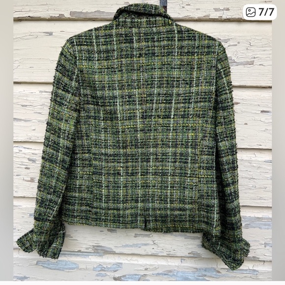 J. Crew Green Metallic Wool Blend Tweed Boucle Blazer. Size 8. P65SA - Picture 2 of 5